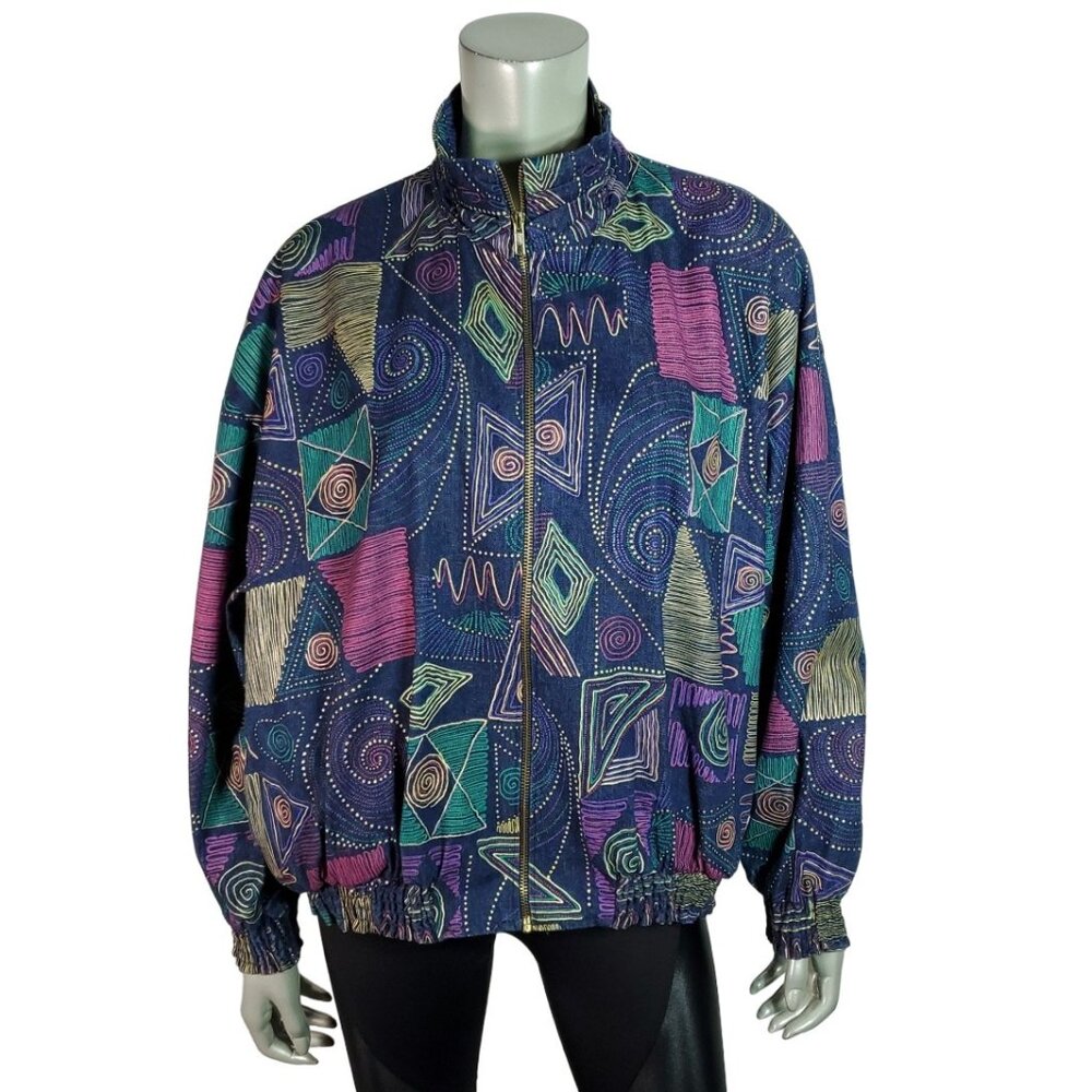Ice Nine Womens Vintage Bomber Jacket‎ Size Large Lightweight Cotton Retro USA